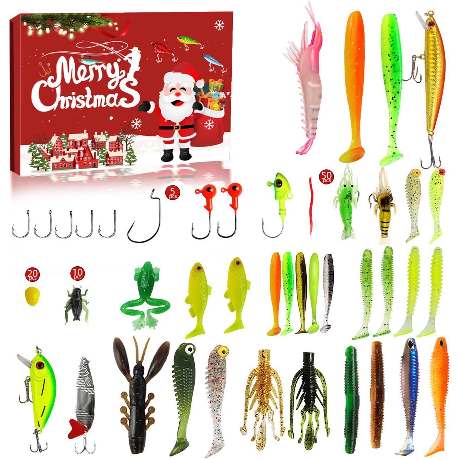 Adventskalender Angeln – Countdown Weihnachten 24 Tage Angelköder | Köder für Salzwasser und Süßwasser Männer Vater Großvater – Freunde leidenschaftlicher Angler