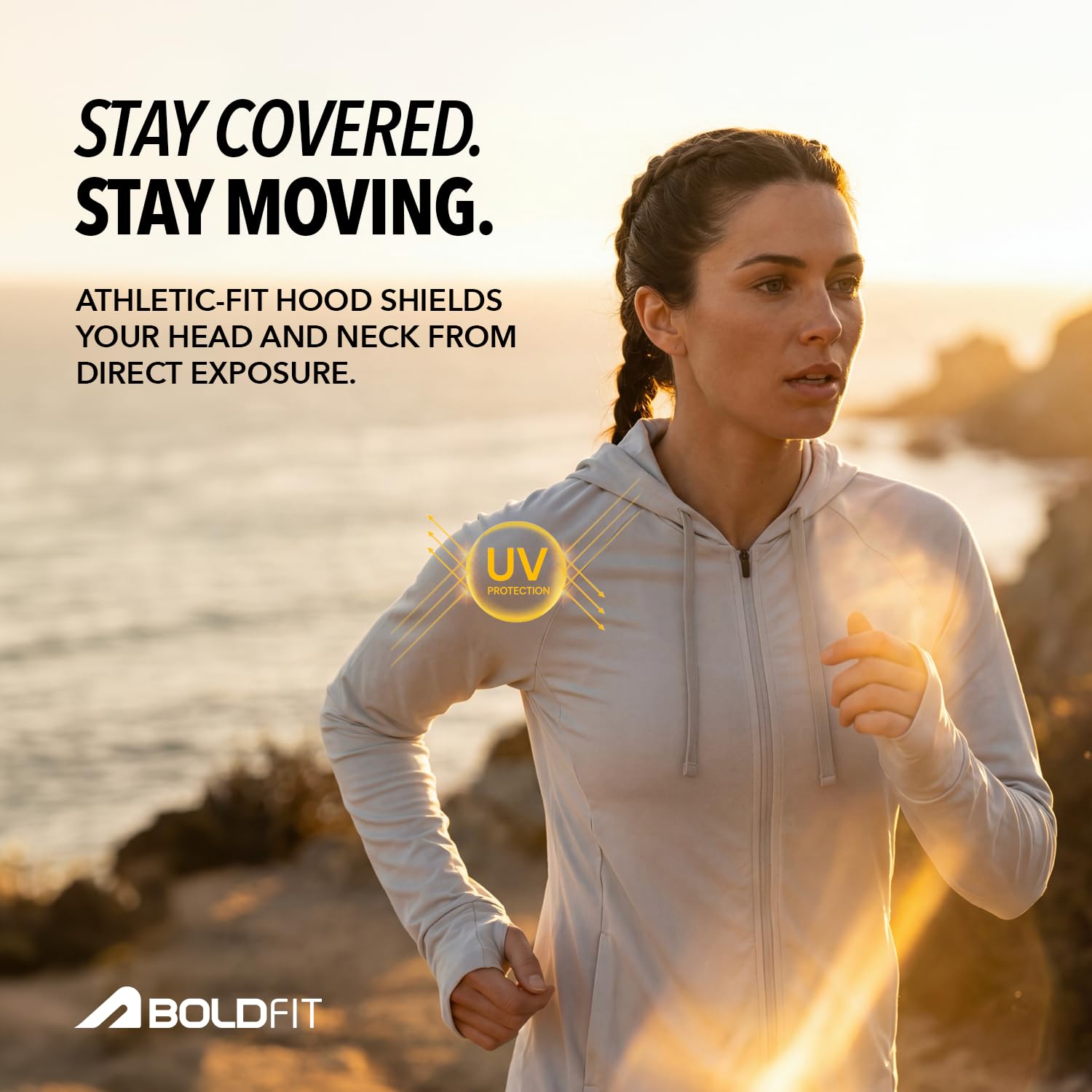 Boldfit Sunscreen Jacket For Women Upf 50+ UV Protection Jacket For Woman For Sun Protection Jackets Stylish Full Sleeve All Weather Wear Jackets - Grey XL 3
