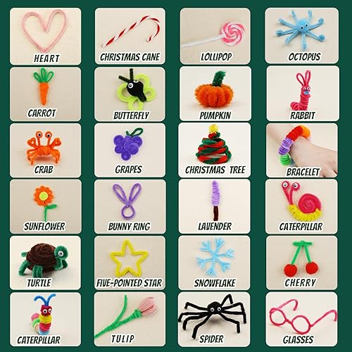 Miniatura 9 de Zlulary Artes y manualidades para niños, limpiadores de pipas, suministros de manualidades, limpiador de tuberías, kit de arte y manualidades con