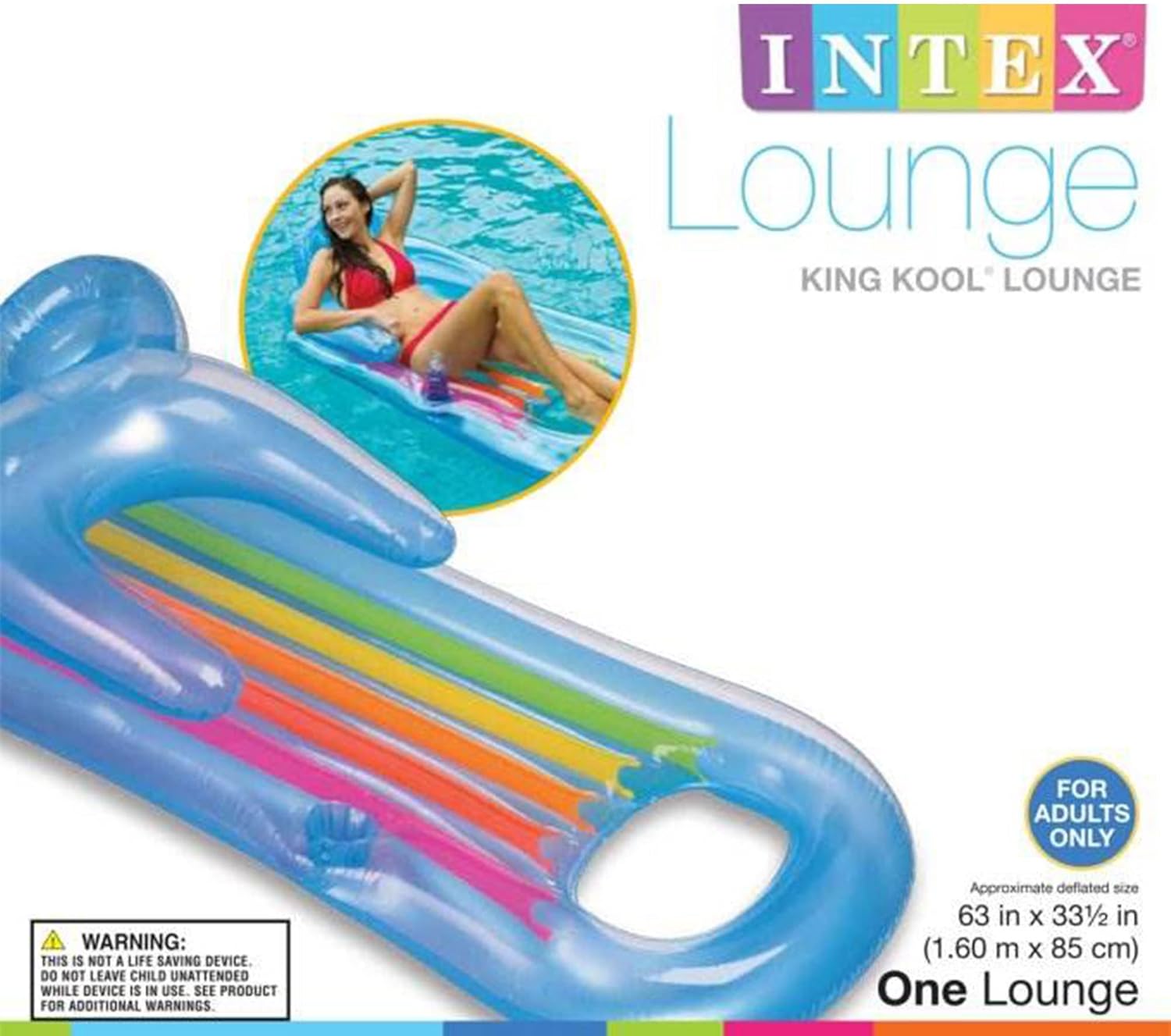 Intex King Kool Lounge Inflatable Swimming Pool Lounger with Headrest (3 Pack)