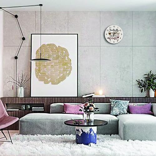 Miniatura 7 de Relojes de pared de madera silenciosos que no hacen tictac, comienza con extremo de café con relojes de pared redondos de vino, funciona con pilas,