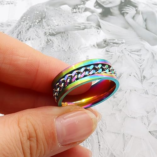 Miniatura 4 de Juego de anillos de acero inoxidable para mujeres y hombres, anillos de ansiedad, luna y estrella, anillo para aliviar la ansiedad y el estrés