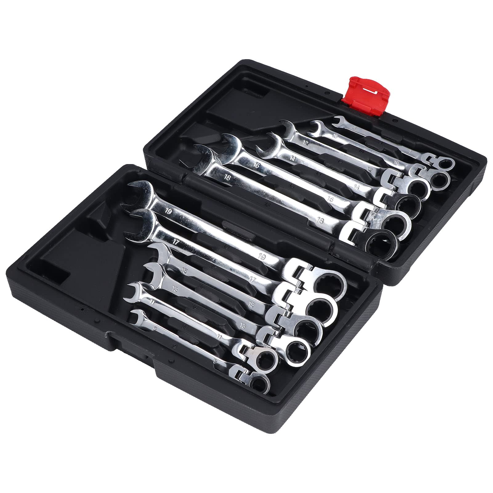 Set di Chiavi a Cricchetto da 12 Pezzi Set di Chiavi Combinate a Cricchetto con Testa Flessibile 72 Denti Strumento Rotante a 180 ° per Meccanici