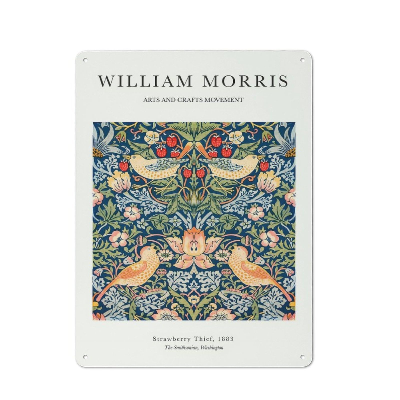 Junmoney Style-13 Classic William Morris Strawberry Metal Wall Plaque 40X30cm, Nostalgic Wall Art For Living Room, Hallway, Kitchen Or Cafe