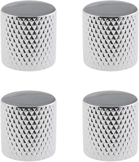 4Pcs Silver Guitar Tone Volume Control Knobs Metal Flat Top Control Knobs 6mm Diameter Shaft Dome Style For Electric Guitars Bass Replacement Part