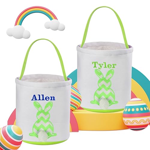 Miniatura 9 de Cesta personalizada de conejo de Pascua, 2 cestas de Pascua para niños, cesta de Pascua personalizada con nombre, cesta de Pascua personalizada,