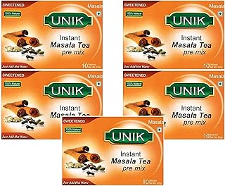Unik Masala Tea Sweet 220g (Pack of 5) - Instant Pre-Mix Powder - Sweetened Version