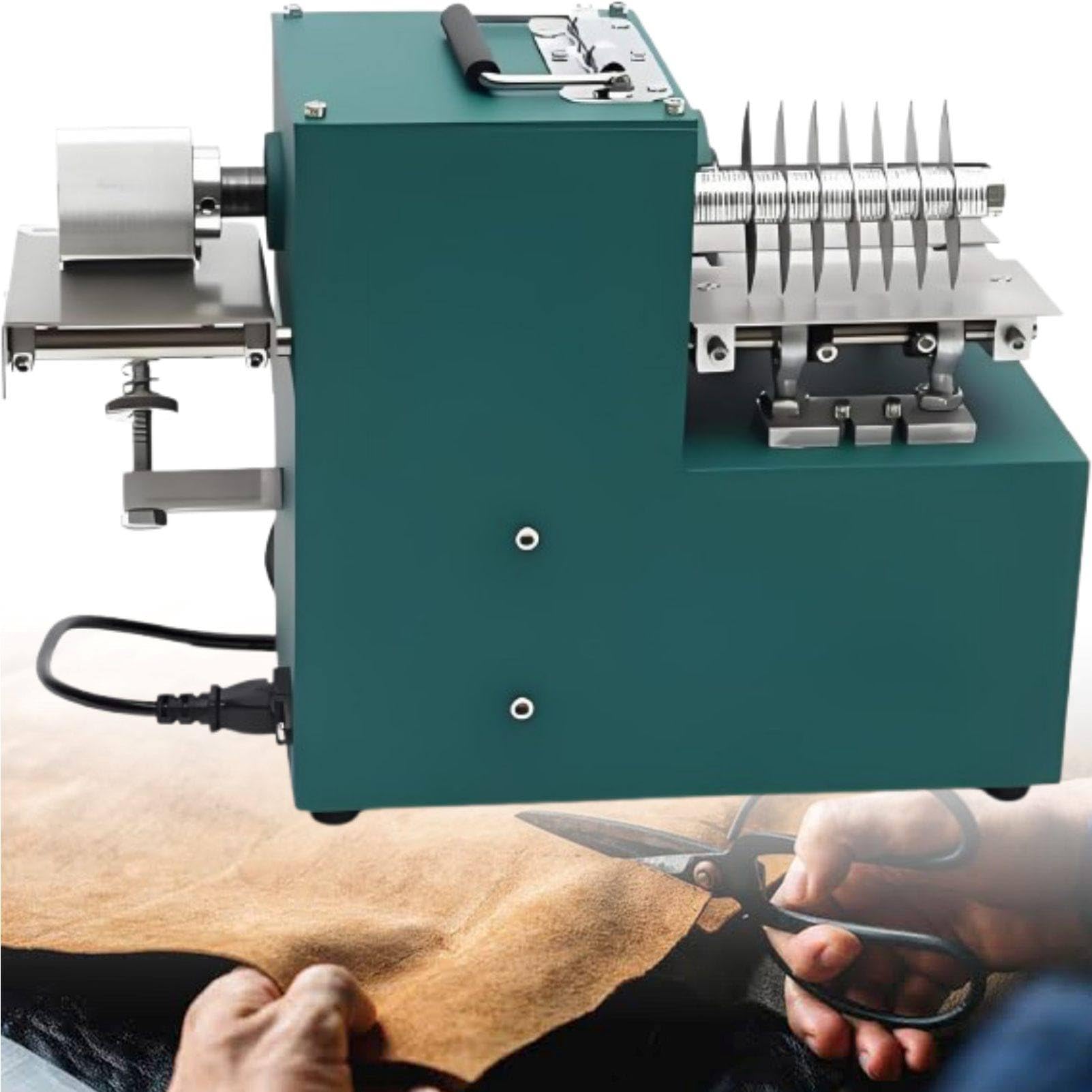 Mhwrughts Multicolor Desktop Leather Cutting Machine, Electric Leather Strip Slitting Machine, 40W Adjustable Speed, 90Mm Shaft, 2-86Mm Cutting Width For Leather Workshop And Small Business