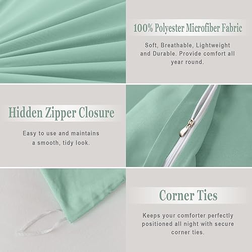 Miniatura 5 de Juego de funda de edredón de 2 piezas, funda de edredón de microfibra ultra suave de doble cepillado con cierre de cremallera y lazos en las