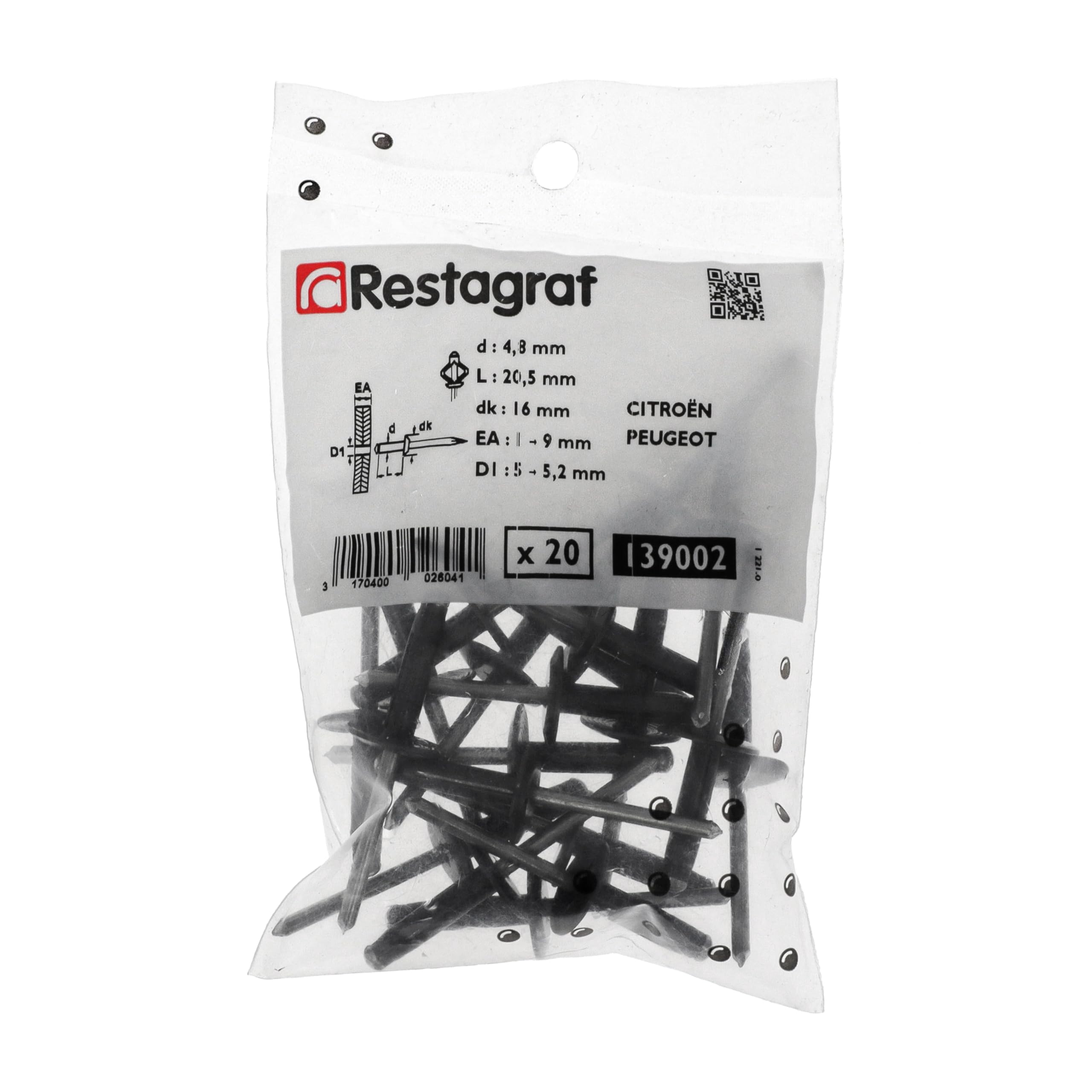 20 Rivets Aluminium Tête Large 4,8x20,5 Mm | Compatibles Citroën C5 Aircross, Peugeot 3008, 5008 - Réparation Bouclier Et Carrosserie - 8