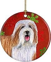 Vista 13 de Caroline's Treasures Dachshund copos de nieve rojos y verdes, adorno de cerámica de Navidad para colgar en el árbol de Navidad, decoración