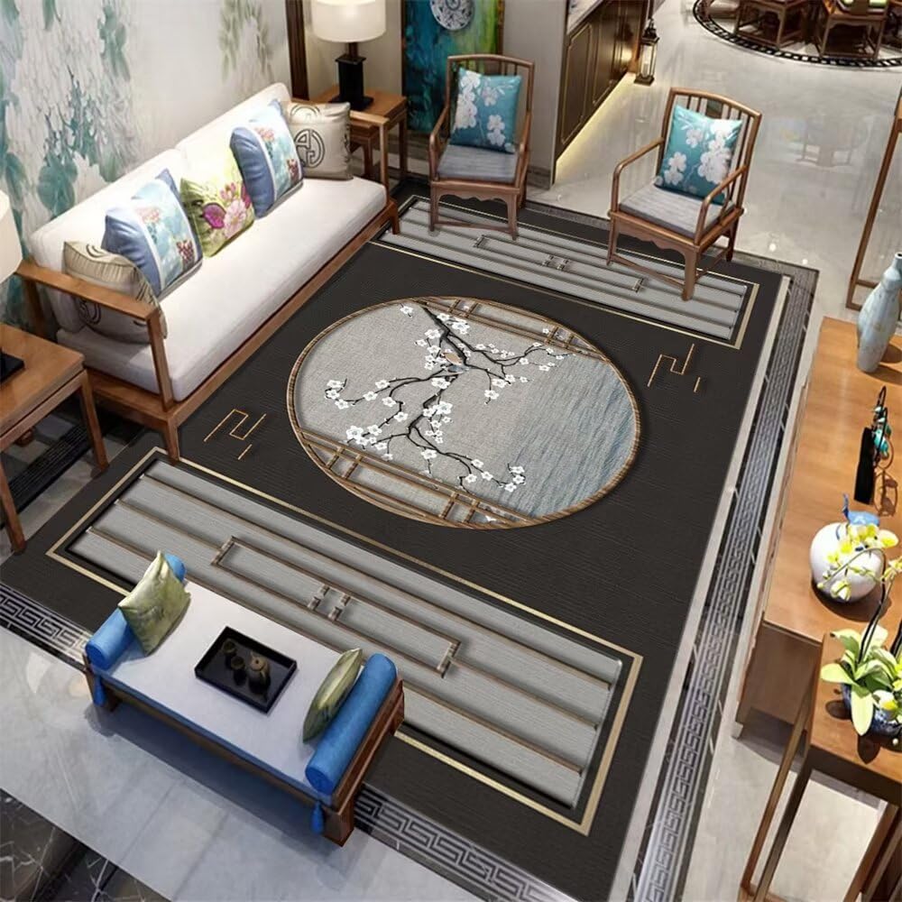 Tapis de grande taille salon gris 180x280 cm lavable et classique