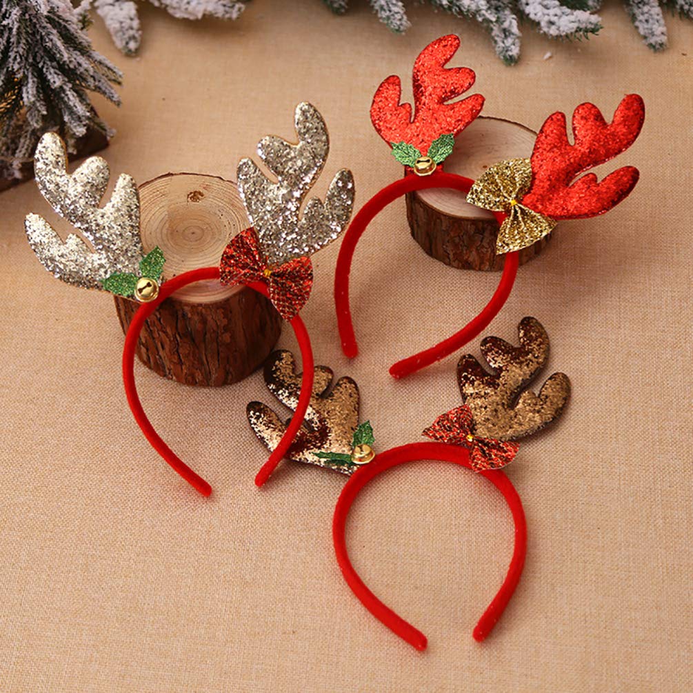 Garneck Geweih-Stirnband Mit Glöckchen – Weihnachts-Haarreifen Aus Samt, Für Kinder & Erwachsene (ca. 23x37 Cm)