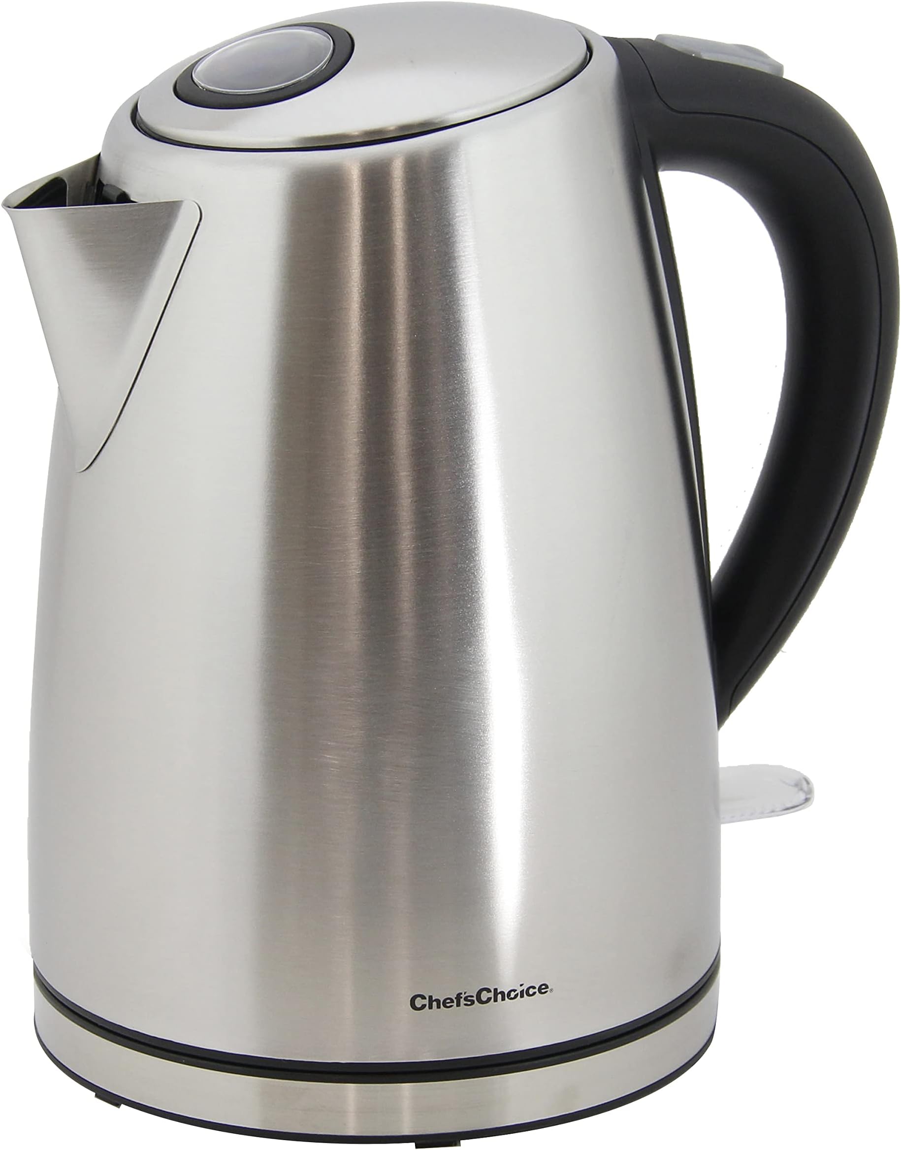 ChefโsChoice 681 Cordless Electric Kettle Handsomely Crafted in Brushed Stainless Steel Includes Concealed Heating Element Boil Dry Protection and Auto Shut Off, 1.7-Liter, Silver, (6810001)