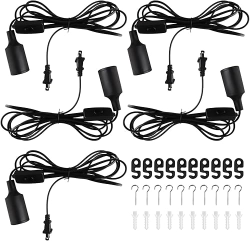 Kit de luces colgantes enchufables, luces colgantes retro con cable enchufable, lámpara colgante industrial E26 E27, cable de 9.8 pies con