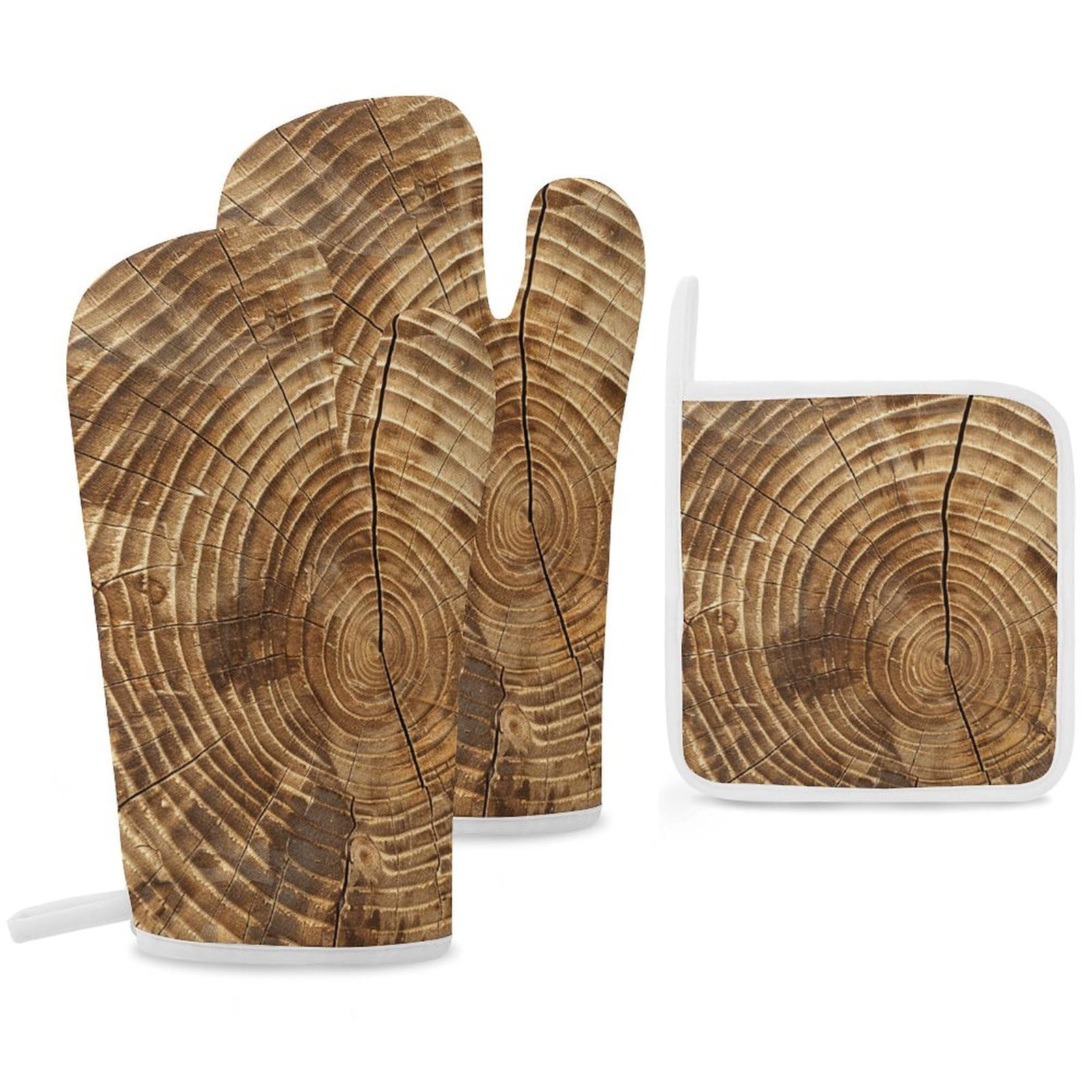 Gants de cuisine et maniques effet bois : kit anti-chaleur original pour la cuisson au four
