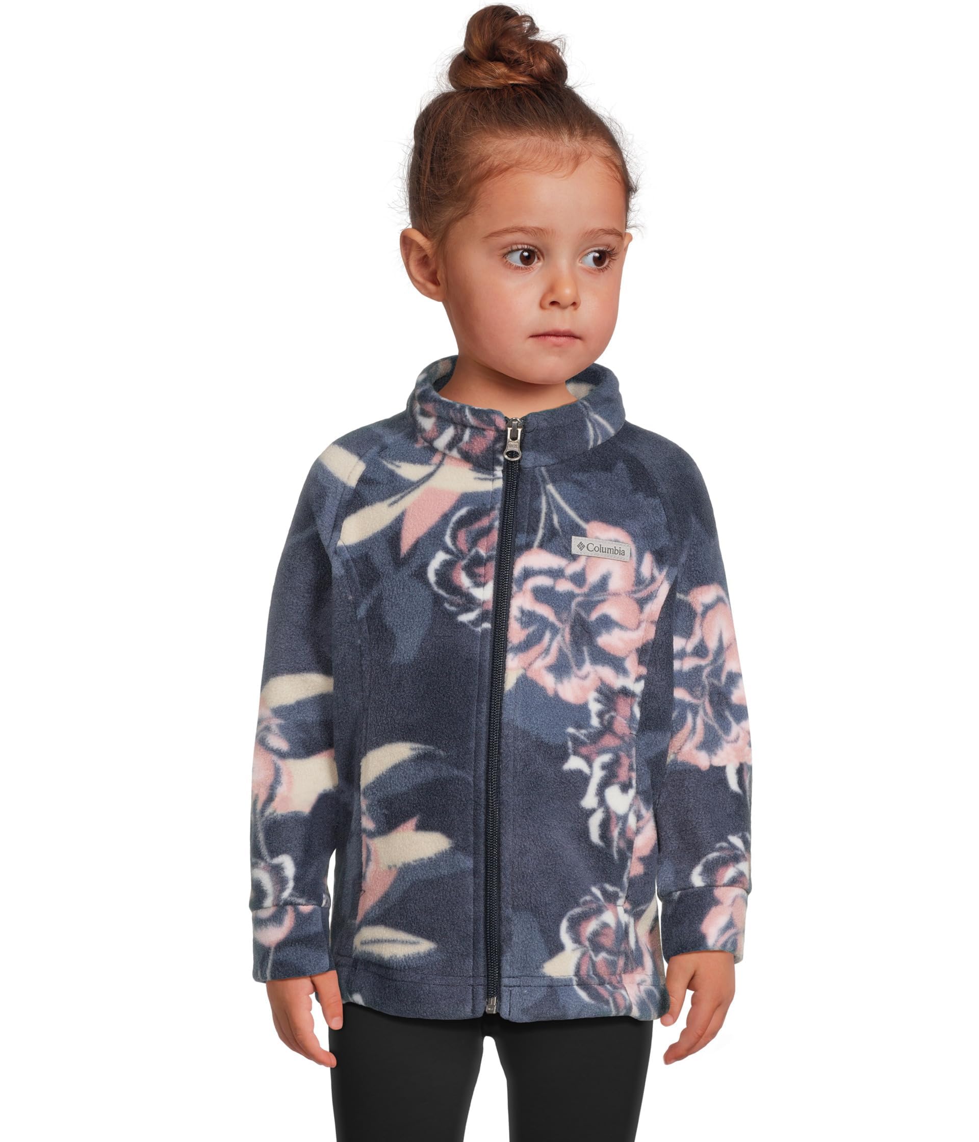 Columbia Youth Benton Springs II Printed Fleece Jacket, Collegiate Navy Blossoming, 4T