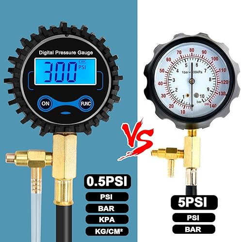 Miniatura 2 de BETOOLL Medidor de presión de combustible, kit de prueba de presión de combustible, kit de medidor digital de presión de combustible, inyector de