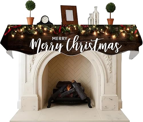Miniatura 7 de Bufanda de mantel de Navidad de 70 x 17 pulgadas, cubierta de mantel para chimenea, bufanda, estantes, bufanda, decoración de día festivo para