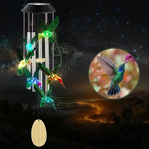 Miniatura 1 de Regalos de móviles decorativos de colibrí, campanillas de viento solares de colibrí, regalos para mamá, regalos para mujeres, regalos para abuela,