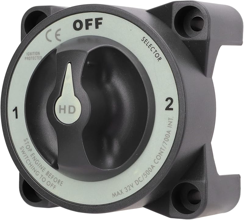 Acouto 500A Battery Disconnect Switch 3 Position Battery Power Cut Off Switch IP66 Waterproof Ignition for RV Boat Marine