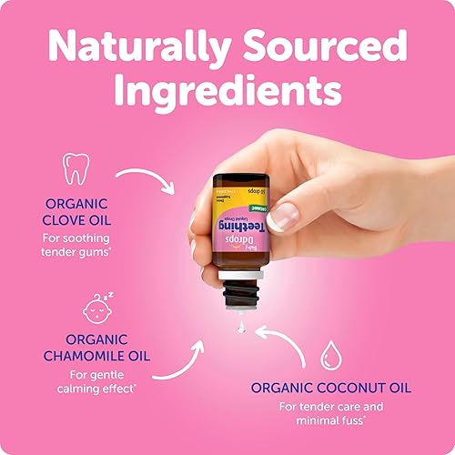 Miniatura 4 de Ddrops Gotas de dentición orgánicas para bebés, calma y calma las encías tiernas de forma natural, formato de gotas fácil de usar, 3 meses +, 60