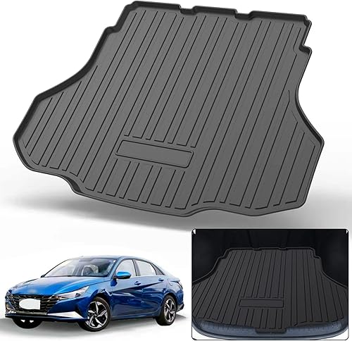 Miniatura 1 de Cargo Liner for 2024 Hyundai Elantra (No Elantra GT Models) - Black TPO All Weather Heavy Duty Waterproof Rear Cargo Tray Trunk Floor Mat Protector