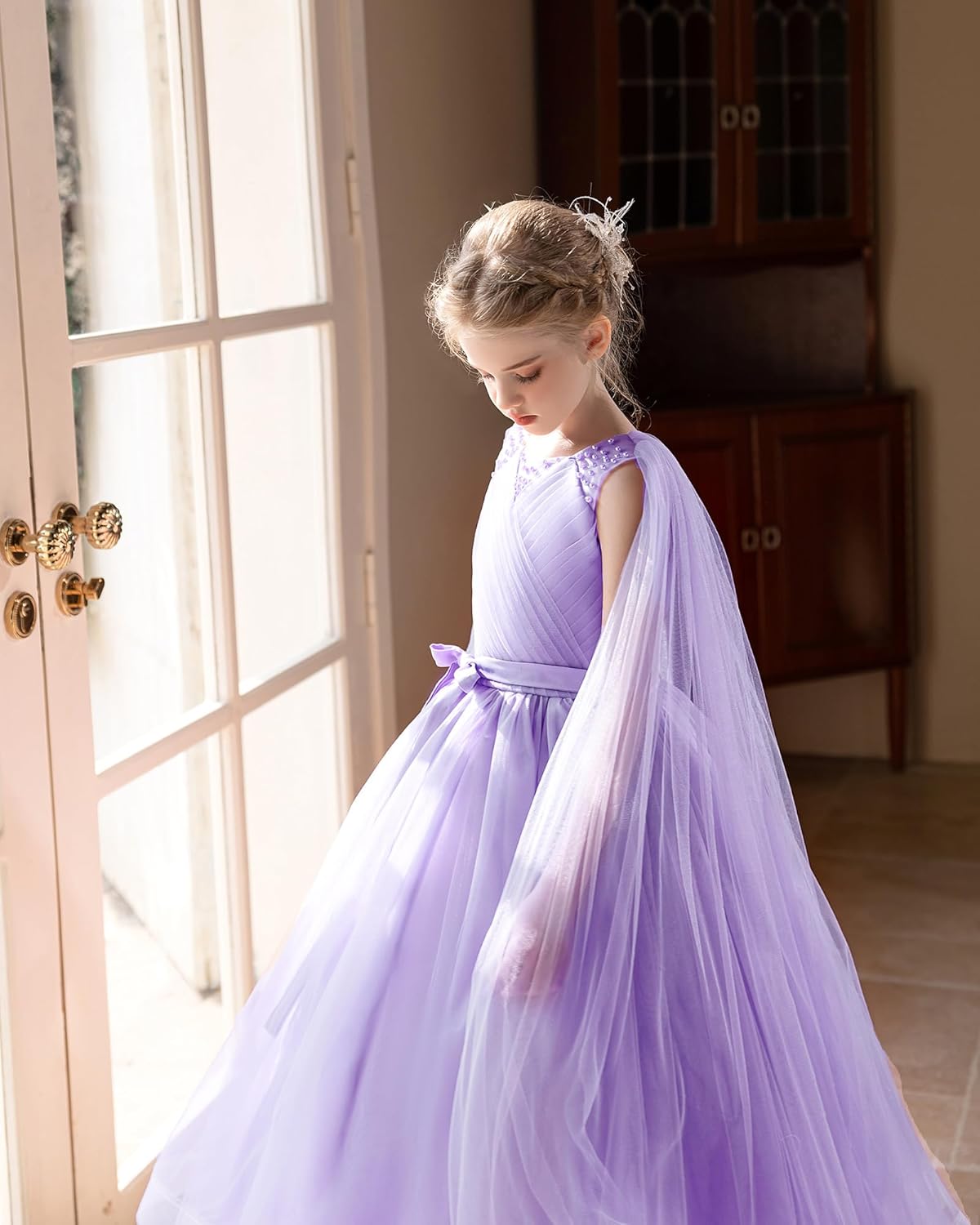 Flower Girls Tulle Dress Bridesmaid Formal Wedding Kids Pageant Princess Prom Birthday Party Ball Gown