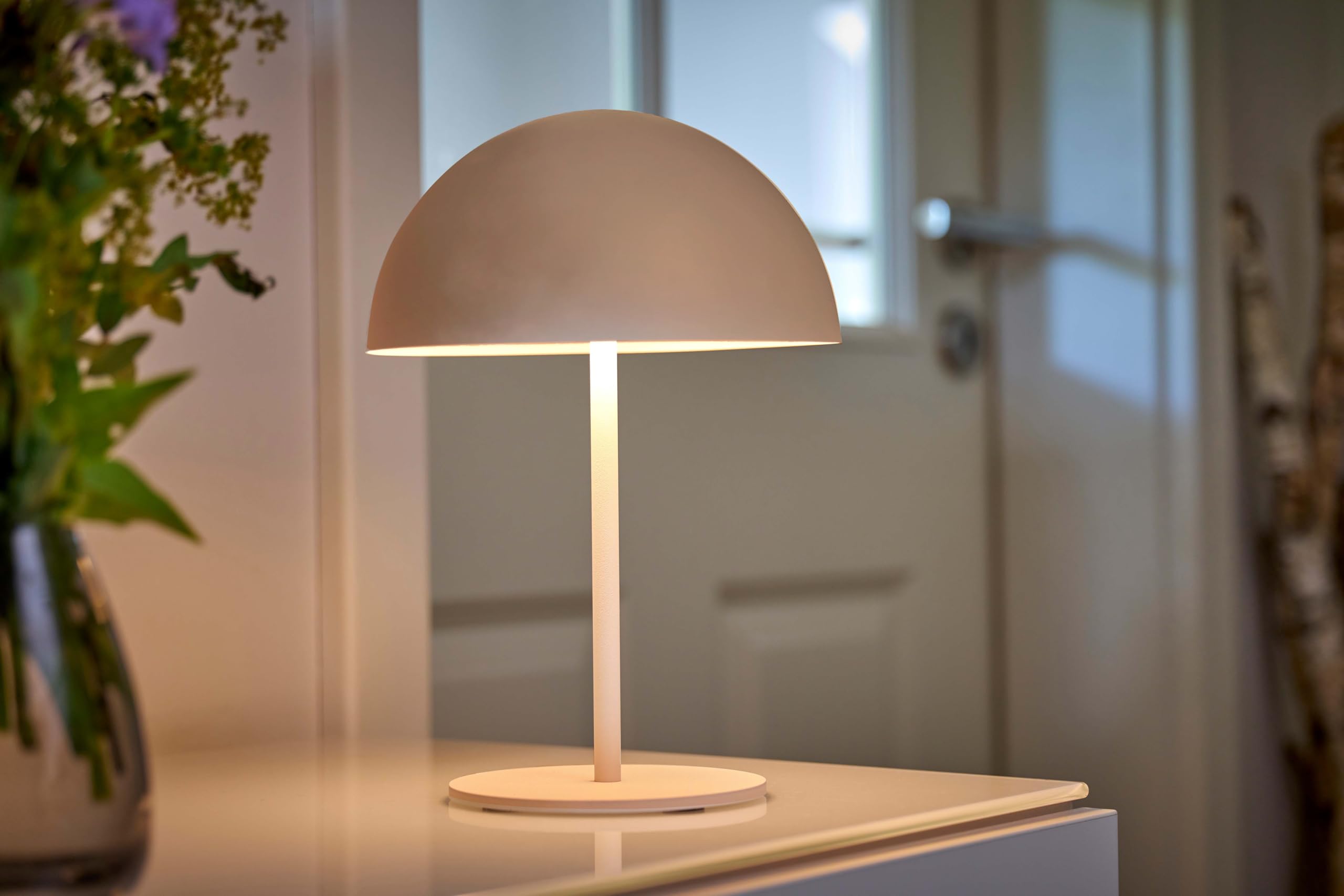 Northpoint LED Metall Akku Tischlampe in Pilzform 28cm hoch Touch-Schalter Outdoor Lampenschirm Terassenleuchte Beige