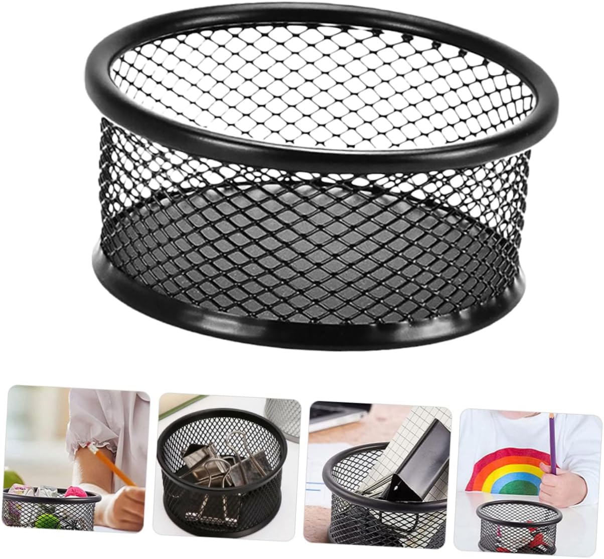 3pcs Mesh Paper Clip Holder Elegant Black Desk Organizer for Office Supplies Versatile Paperclip Dispenser for Home and School Promotes Ventilation and Keeps Contents Dry