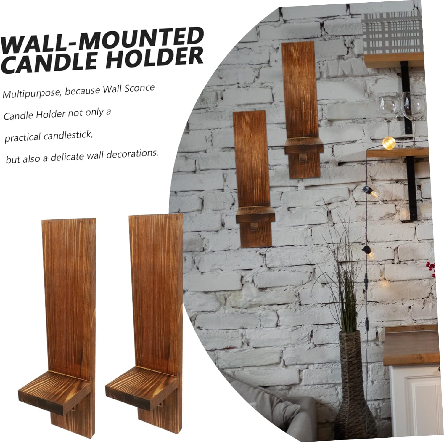 1pair Rustic Wall Candle Holder Wooden Sconces for Tea Lights Neutral Home Decor for Bedroom