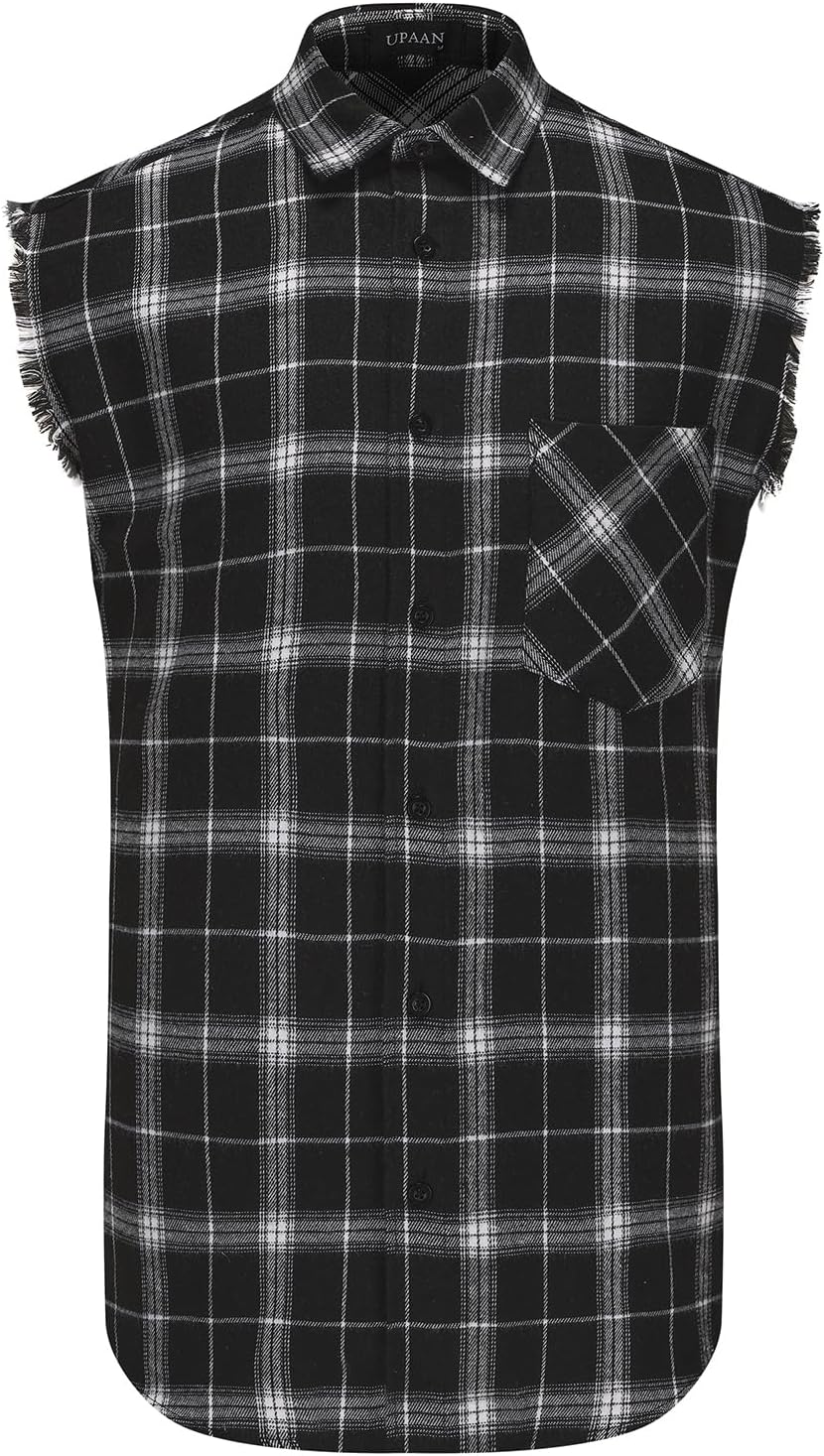 Men Sleeveless Plaid Shirt, Cowboy Button Down Shirts, Muscle Performance Sleeveless Shirts