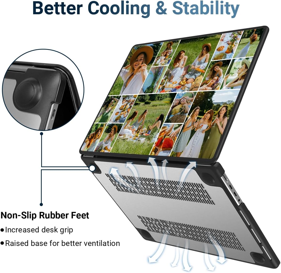 Slim Case for MacBook Air 15" 2023-2026 M2/M3/M4/M5 (A3241 A3448 A3114 A2941) Personalized Custom Multiple Photos Collage Name Plastic Hard Shell Customized Laptop Cover for Mac 15", Frosted Clear