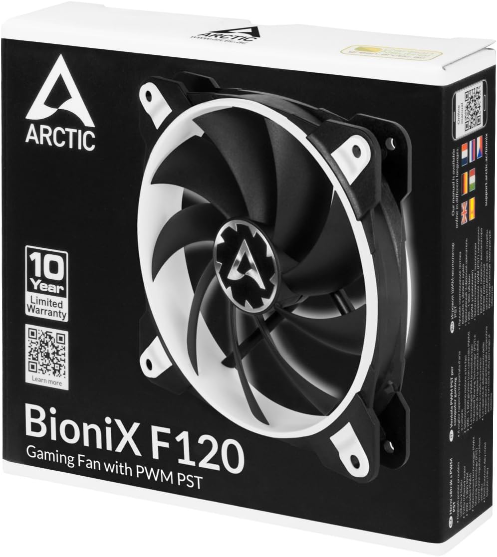 71Im2a3uFPL._AC_SL1200_ ARCTIC BioniX F120 - PC Fan, 120mm Gaming Case Fan with PWM Sharing Technology (PST), Quiet Motor, Computer, 200-1800 RPM - White