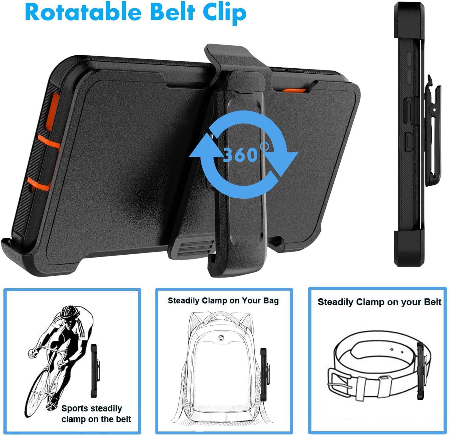 NJJEX Motorola Moto Edge 2025 Case with Belt Clip Holste, Orange image 5