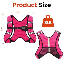 Poudee Weighted Vest, 8LB Weight Vest for Men Women, Body Weight Vests Adjustable with Reflective Stripe for Strength Training, Running, Training Workout, Jogging, Walking - 8LB, PINK