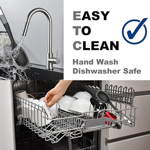 Miniatura 7 de Smart Solution - Cuchara de servir con borde de silicona de grado alimenticio, cuchara de cocina resistente al calor, cucharas de cocina de 13.5