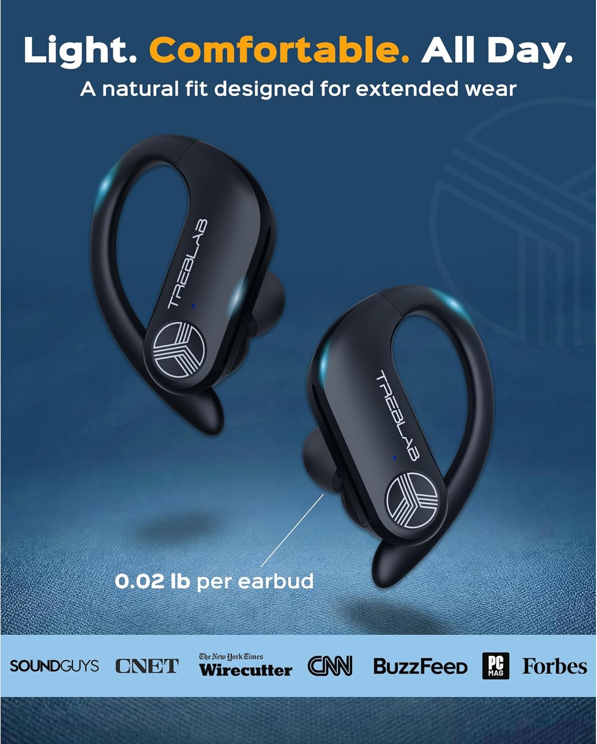 TREBLAB X3 Pro - Sports Wireless Ear Buds Bluetooth - Comfortable Workout Headphones with Secure Ear Hooks, 9H Long Battery Life, IPX5 Sweatproof Earphones, Noise Isolation Over Ear Earbuds - Image 3