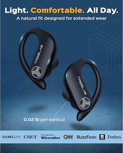 Miniatura 3 de TREBLAB X3 Pro - Ganchos para los oídos ultra cómodos, sonido puro HD, graves intensos, batería de 145 horas, auriculares Bluetooth impermeables y