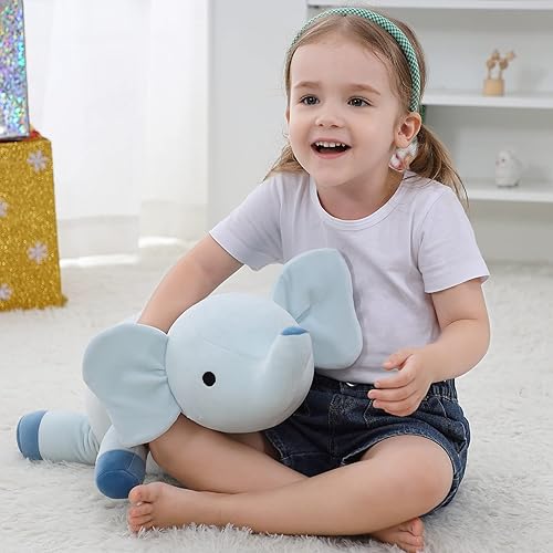 Miniatura 7 de Animales de peluche con peso, 4.2 libras de felpa de elefante ponderado, almohada de elefante gigante de 24 pulgadas, juguete de peluche suave,