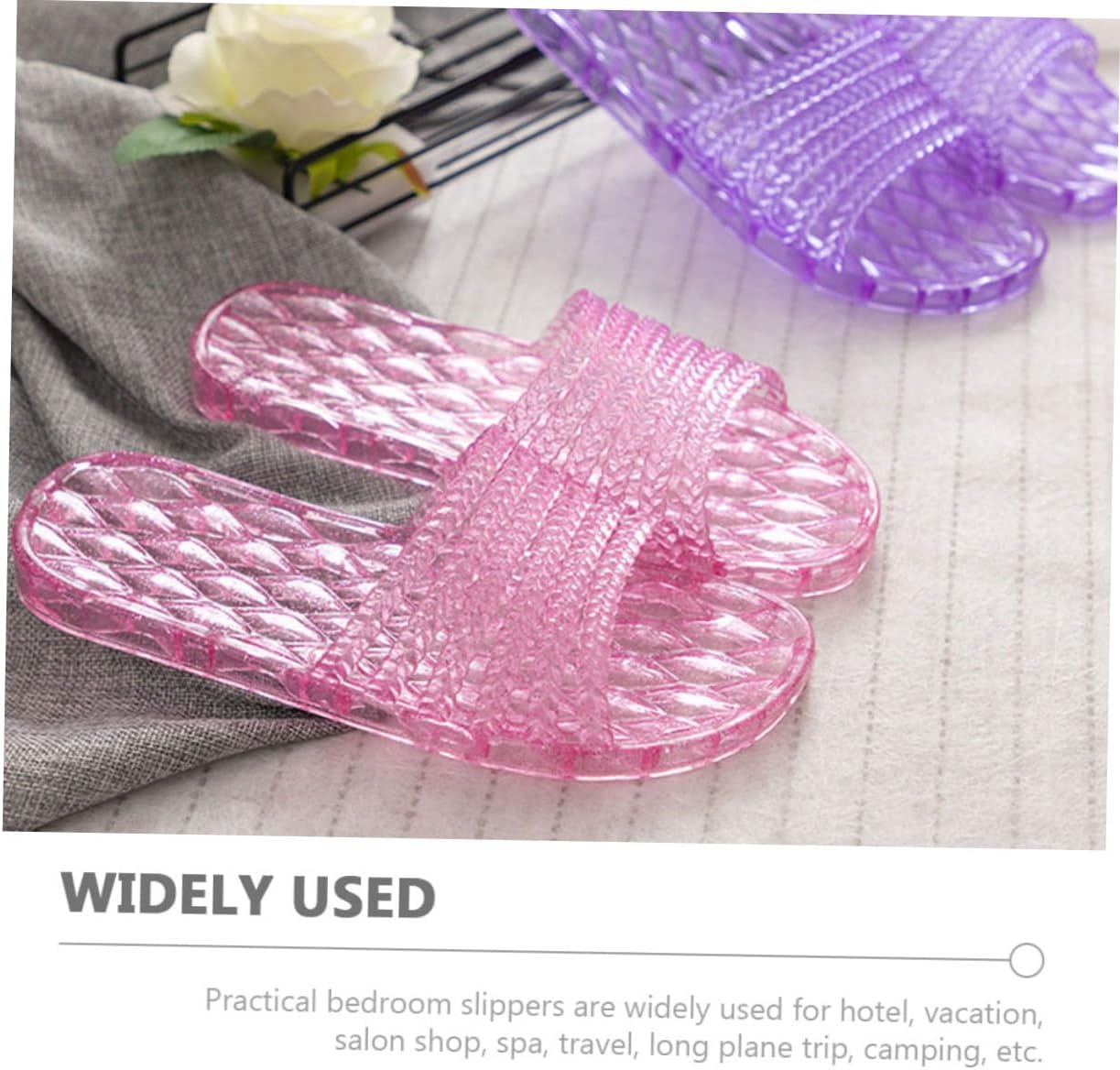 LIFKOME 1 pair Indoor Guest Hotel Home Slippers Reusable Womens for Salon Plastic Travel