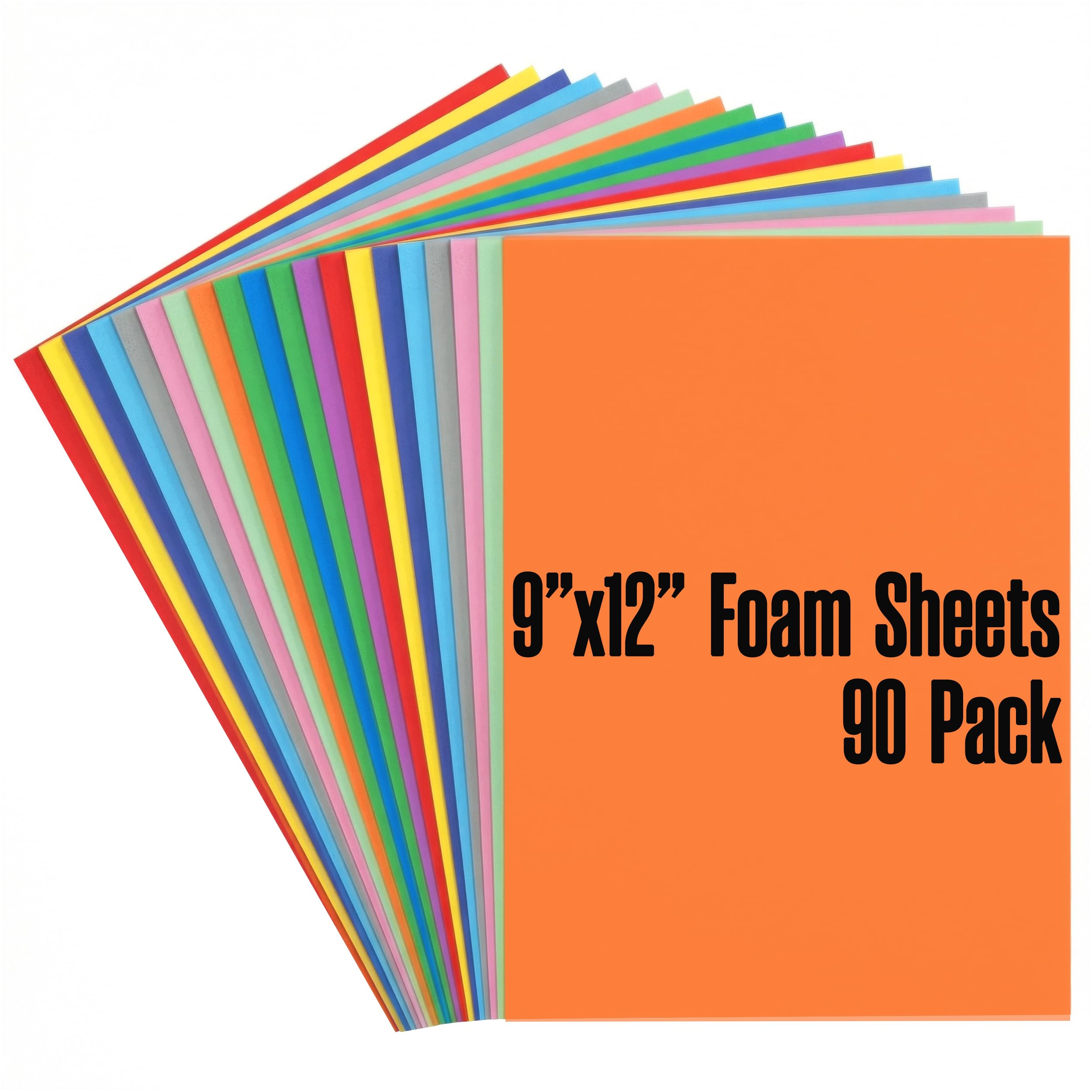 Houseables Foam Sheets for Crafts, EVA Foam, EVA Craft Sheets, Foamy Paper Board, for Art, Cosplay, Costume, Crafting, Kids Project, Scrapbook, Padding, Plain, Multicolor, 6mm, 90 Pack, 9x12 Inch