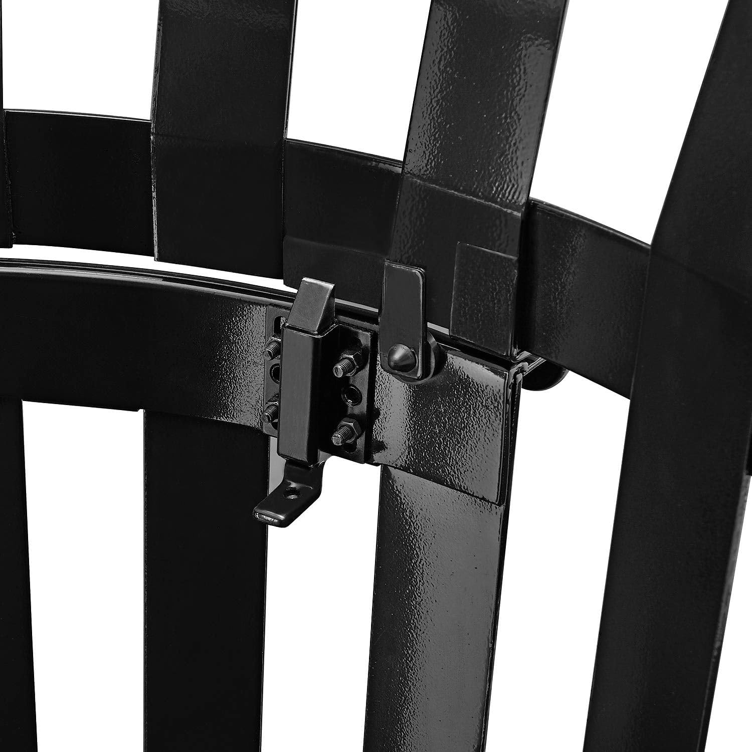 Global Industrial 36 Gallon Outdoor Steel Slatted Receptacle with Access Door & Flat Lid, Plastic Liner and Anchor Kit Included, 28" Dia. X 42" H, Black