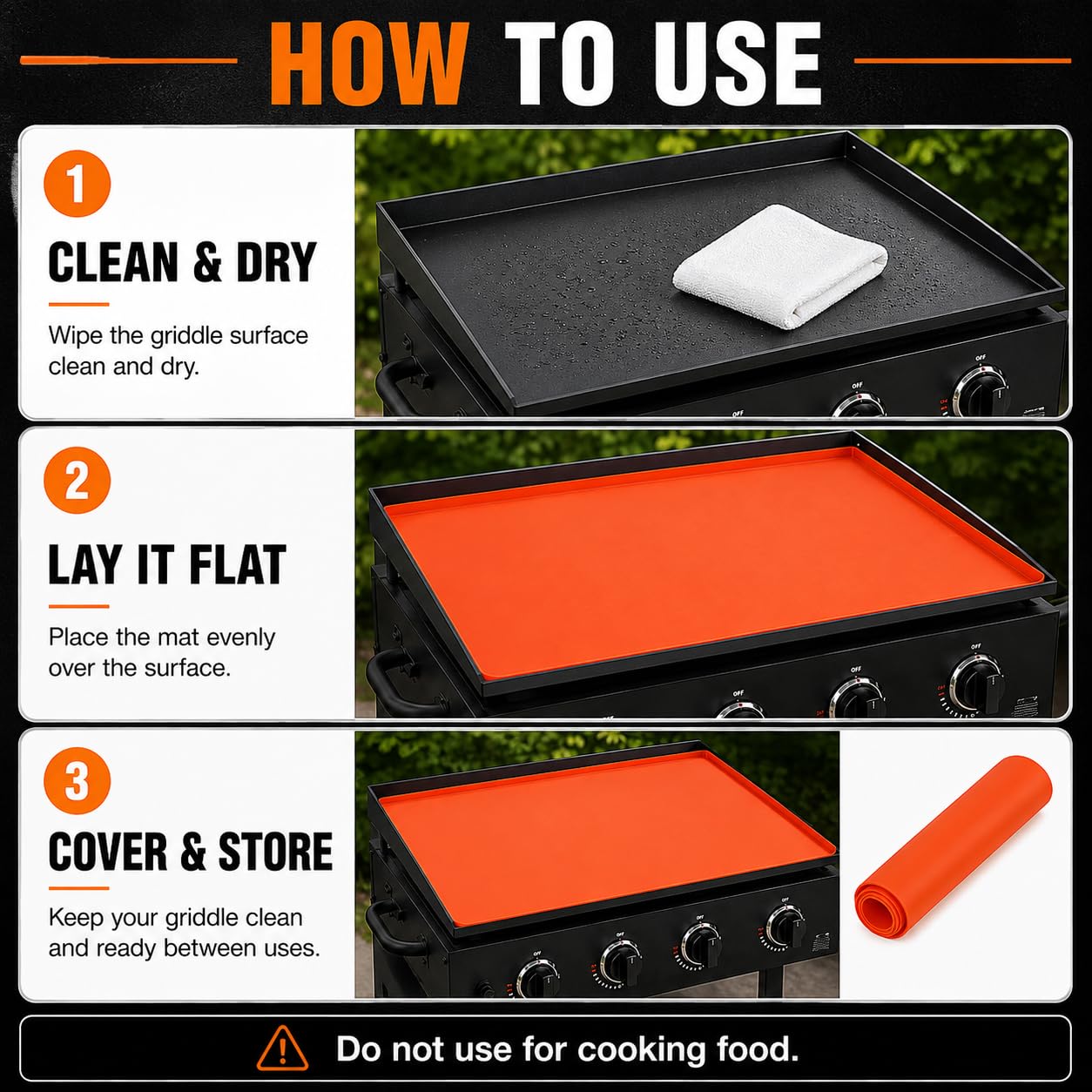 Alfombrilla Silicona Parrilla para Blackstone Rangetop Combo 2020-2026+ | Reutilizable Lavable | Accesorios Exterior | Protectora Plancha | Compatible con Horno, Parrilla de Gas y Carbón