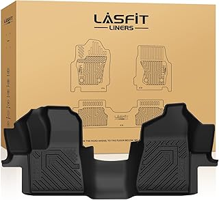 LASFIT Front Floor Mat for 2015-2021 Ford Transit 150/250/350/350HD Vinyl Floor Large Console(Not for Transit Connect Models) All Weather Protector TPE Car Floor Liner for Transit Vans, Black