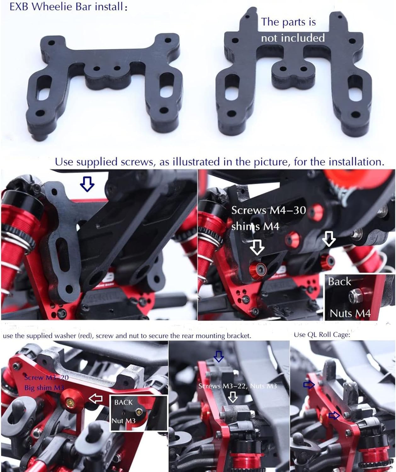 RC Nylon Spring Wheelie Bar Accessory Suitable for 1/8 KRATON 6S Outcast EXB V5 RC Crawler Car