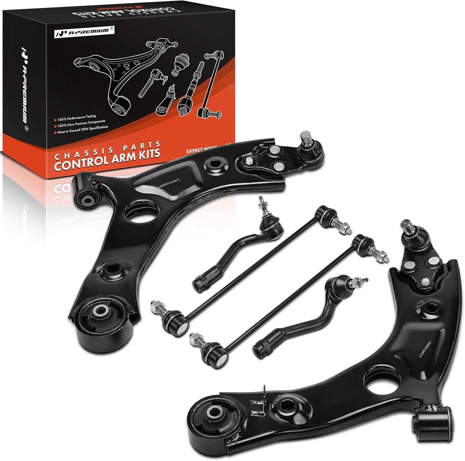 A-Premium Set of 6, Front Lower Control Arm, Sway Bar Link, Outer Tie Rod End, Compatible with Kia Sorento 2016 2017 2018