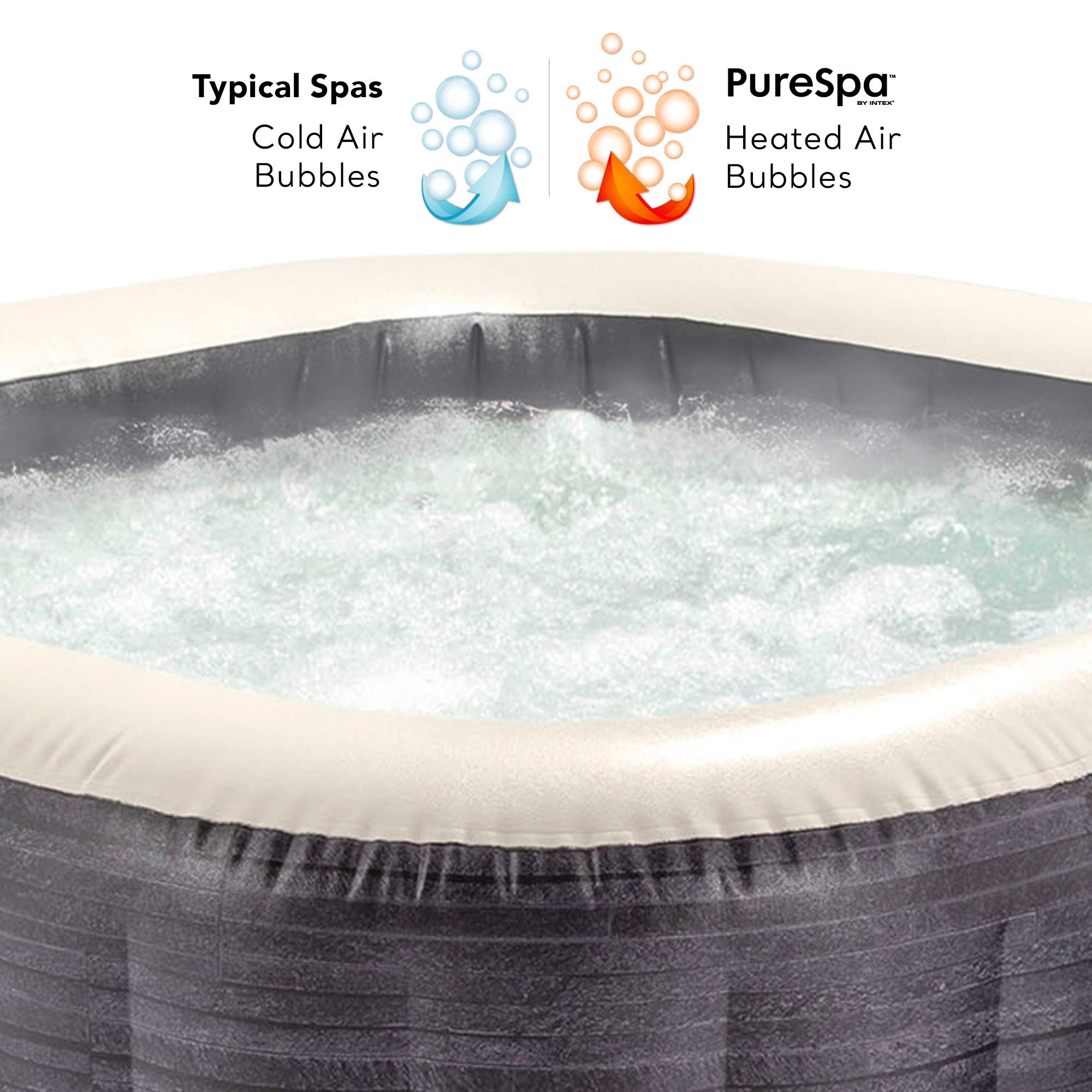 INTEX PureSpa Greywood Deluxe In- & Outdoor Whirlpool aufblasbar für 6 Personen 1098 L (196 x 71cm) Inkl. Wasserenthärtungs- & Salzwassersystem - 170 Massagedüsen - Heizung - APP Steuerung & LED