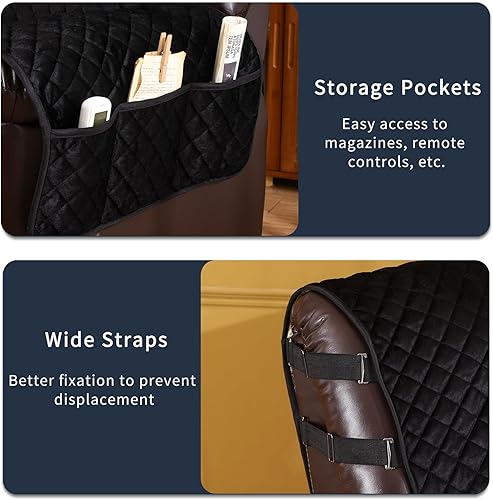 Miniatura 4 de LUFEIJIASHI Fundas antideslizantes para sofá reclinable de 3 plazas, fundas impermeables para sofá reclinable de 3 plazas, fundas de terciopelo para