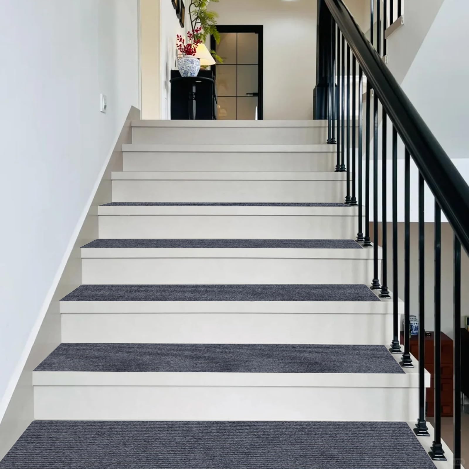 Treppenmatten 25 x 90 cm Selbstklebend Und Antirutsch, Kuschlig Weichem Flor, Zuschneidbar, Wiederverwendbarer 5 X Stufenmatten Selbstklebend, Treppen Rutschschutz für Kinder Haustiere, D
